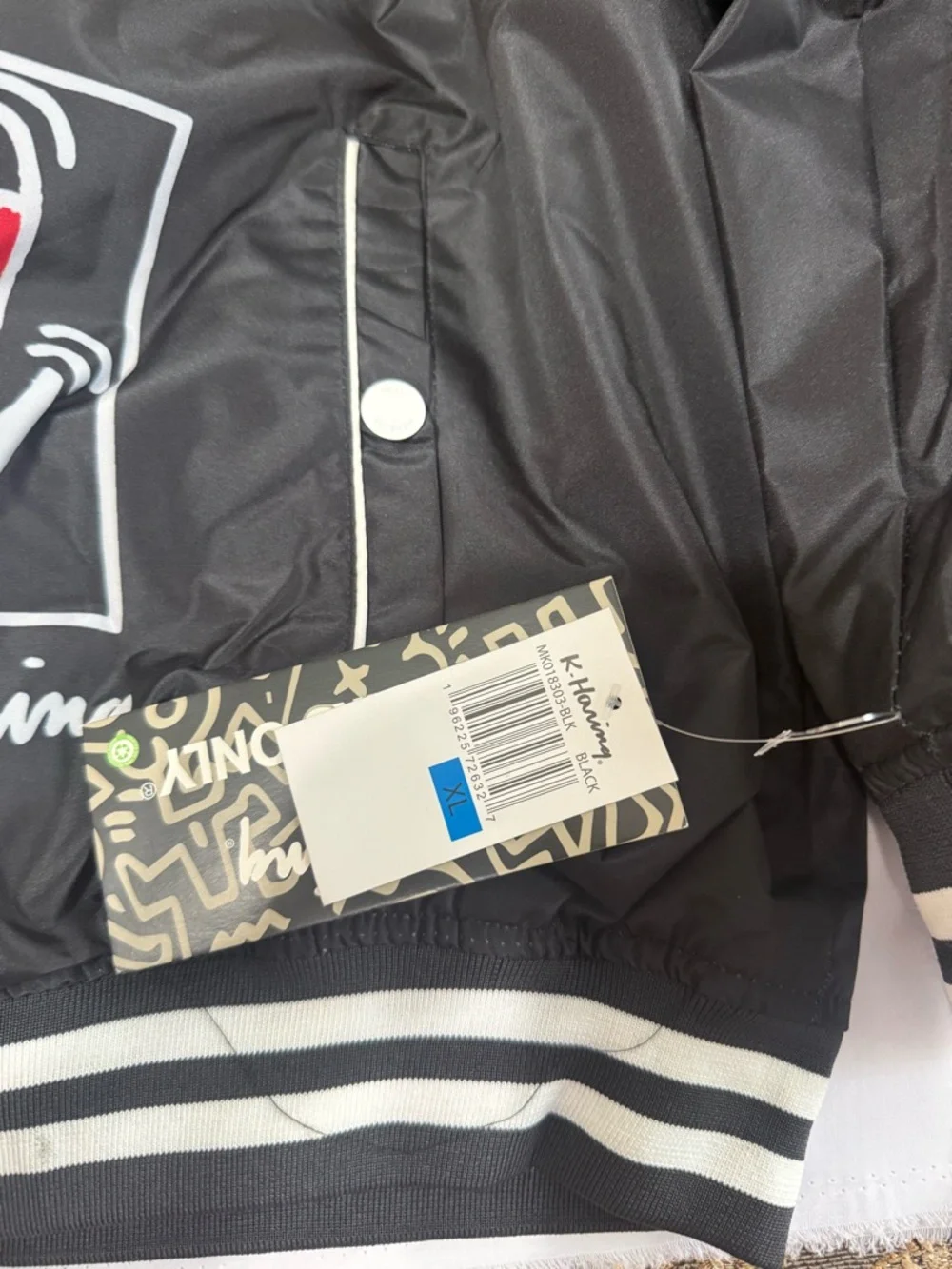 Members Only × Keith Haring size XL Andy Mouse Bomber Jacket Black, Gorgeous - Picture 9 of 9